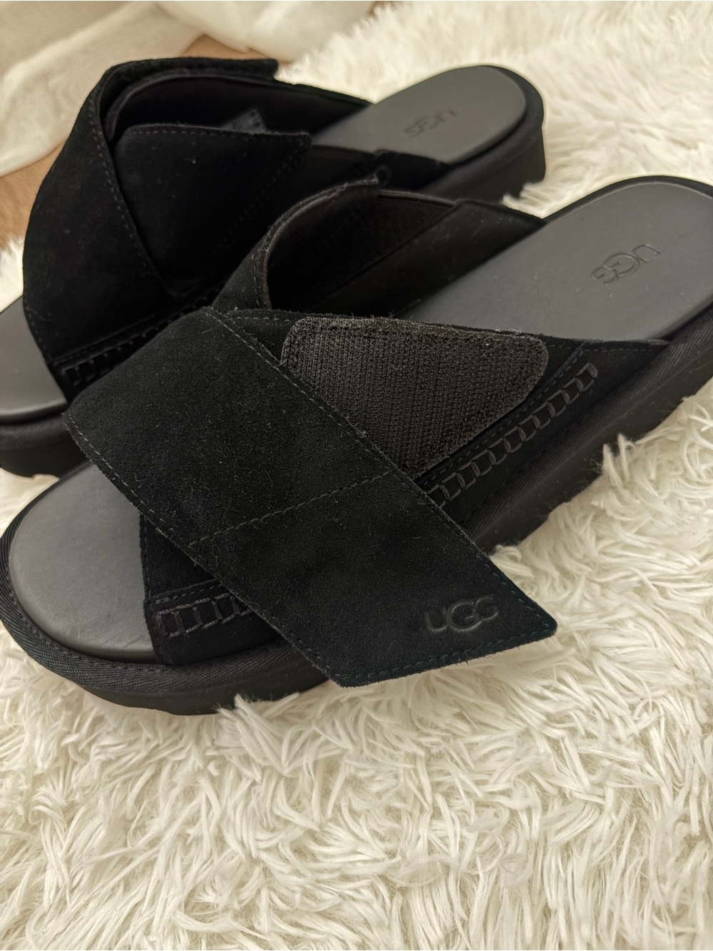 UGG Black Crisscross Suede Slide Sandals- US 9 - Picture 4 of 6